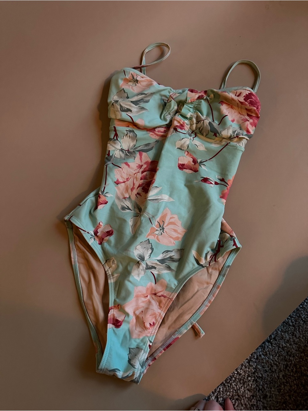 Y2K Floral One Piece Swimsuit Cyn & Luca Lace Up Back Size Sm Women